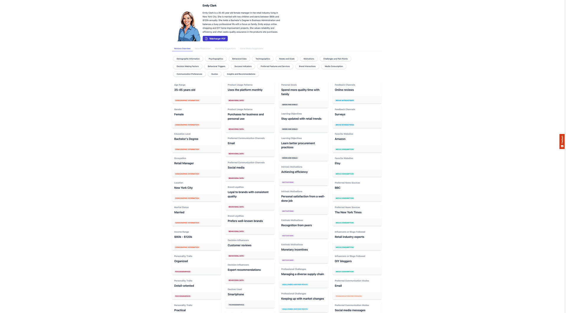 Emily Clark profile generated by Personabuilder.co